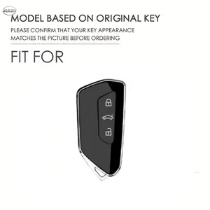 Étui pour clé de voiture en cuir Carest Volkswagen Golf 8 MK8 ID.3 ID.4 <span class=keywords><strong>Cupra</strong></span> Skoda Octavia A8 SEAT Leon MK4 2020 2021 Formentor <span class=keywords><strong>Tarraco</strong></span> - Product Image 3