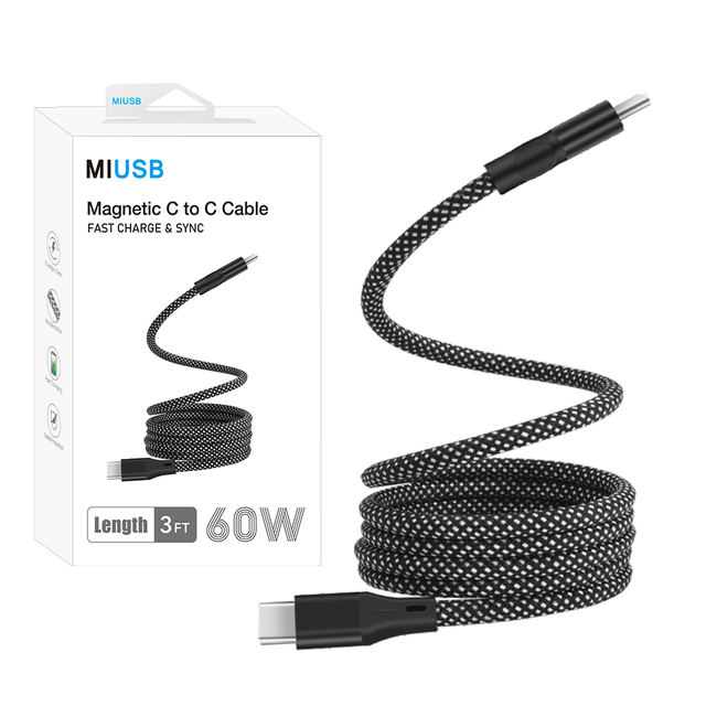 Magnetic Storage 60W 100W USB Type C Super Fast Charging Cable 1M/2M PD 5V/9/V/12V Data Cable for All Mobile Phone Tablets