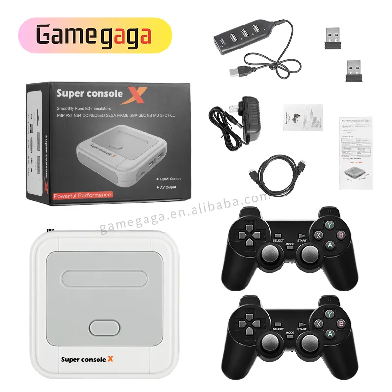 Konsol Super Amazon X Bawaan 50000 + Game Retro, Konsol Video Game HD 4K, Pemutar Game Ganda, Mendukung 50 Simulator untuk N64