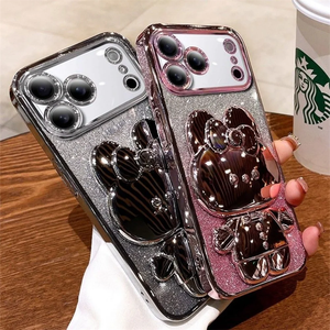 เคสโทรศัพท์ซิลิโคนเคลือบเงาหรูหราพร้อมขาตั้งสำหรับ iPhone 16 15 Air 17, เคส iPhone 17 Pro Max น่ารักสไตล์สาวหวาน - Product Image 1