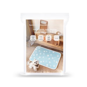 Cute Blue Paw Print Pet Mat Rectangle Textile Cooling Pad for Dogs All Seasons Breathable Non-slip - Product Image 5