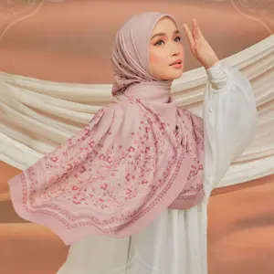 150*150cm big size stiff awing for easy to shape cotton voile Square printed hijab Scarf cotton silky Hijabs cotton voile HIJAB