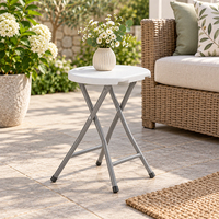 Tabouret pliant rond en plastique blanc HOMFUL 47 cm, siège portable en HDPE avec poignée, vente en gros pour le camping, le pique-nique, le jardin, la terrasse, l'extérieur