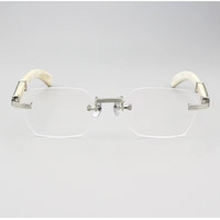 Marque de luxe personnalisée boeuf blanc lunettes optiques en corne de buffle monture de lunettes d'affaires sans monture monture de lunettes optiques sans cadre