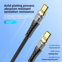 Câble de charge rapide et de transfert de données USB C vers C Type-C transparent en nylon tressé 5V 3A pour Android IOS iPhone Samsung