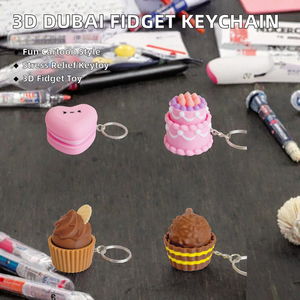 Nouveautés : Porte-clés anti-stress en PVC imprimé UV, modèle Dubai Chocolate Fidget Clicker, jouet à presser pour enfants et adultes - Product Image 2