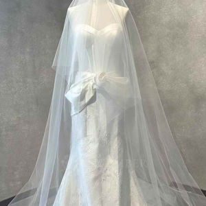 Robe de mariée sirène Jancemebr NT62 moderne et élégante, avec traîne chapelle, en dentelle, ornée de cristaux et de fleurs 3D, sans manches, coupe ajustée - Product Image 4
