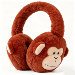 Cache-oreilles en peluche singe mignon personnalisés, cache-oreilles d'hiver doux et moelleux pour enfants, adorables cache-oreilles en forme d'animal pour le froid - Product Image 2