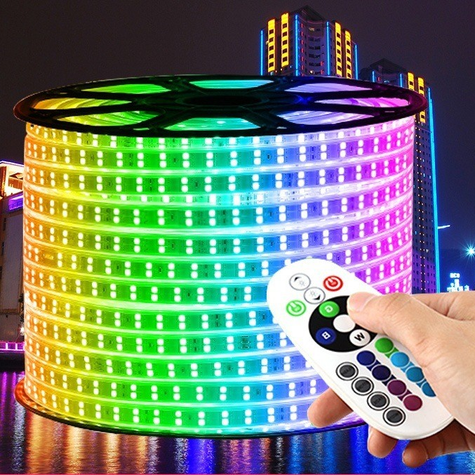 Christmas Decorations AC110V/220V Waterproof PVC Wireless SMD5050 96LEDs/m RGB LED Strip Lights with Dimmable Remote Control