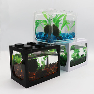 Mini aquarium transparent en plastique pour poissons Betta et poissons rouges, aquascape créatif de bureau - Product Image 4