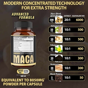 Raíz de Ginseng de Maca orgánica, suplemento deportivo de Etiqueta Privada, polvo de Ashwagandha, potenciador de energía, cápsulas de extracto de raíz de Maca - Product Image 2
