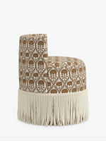 Fauteuil Vintage Exquis à Pompons, Tabouret de Maquillage, Chaise d'Appoint Moderne en Tissu Texturé pour Salon, Pouf Bas pour Chambre à Coucher