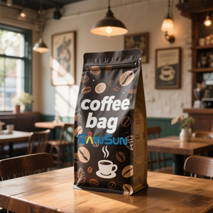 Bolsas de Café Impresas Personalizadas con Válvula, Bolsa de Fondo Plano con Cierre Lateral de Aluminio, Reutilizable y Termosellada para Granos de Café - Product Image 2