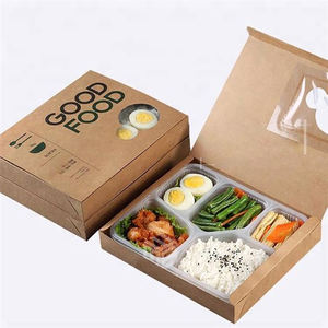 Caja de embalaje de papel Kraft desechable personalizada para comida china, restaurante, comida para llevar, almuerzo, arroz, comida, Bento, caja para llevar con compartimentos - Product Image 1