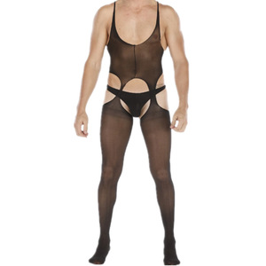 Combinaison transparente pour homme en spandex et nylon noir, une pièce, sans entrejambe, legging gainant - Product Image 3