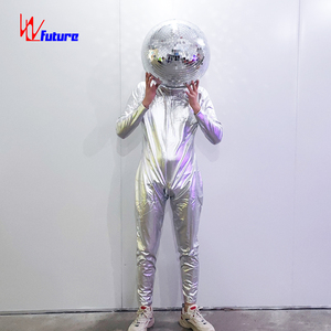 <span class=keywords><strong>Combinaison</strong></span> à paillettes métalliques réfléchissantes effet miroir argenté pour scène, boîte de nuit, fête, carnaval, spectacle de rue - Product Image 6