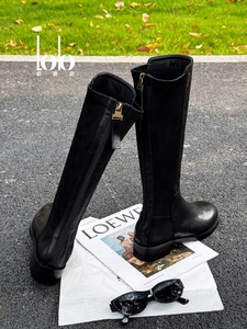 Bottes hautes pour femmes <span class=keywords><strong>en</strong></span> <span class=keywords><strong>cuir</strong></span> véritable noir haut de gamme, style western décontracté, avec plateforme unique et fermeture éclair arrière, chaussures tendance pour femmes - Product Image 3