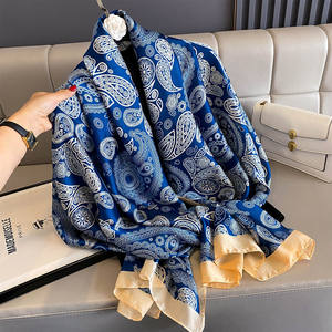 Stile europeo e americano classico <span class=keywords><strong>blu</strong></span> arancione grande 180*90cm Imitatie sciarpa di <span class=keywords><strong>seta</strong></span> grande sciarpa lunga con scialle sciarpa per le donne - Product Image 3