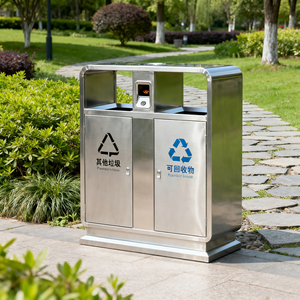Tùy chỉnh đôi đường phố ngoài trời thùng rác, thép không gỉ vườn rác, công viên ngoài trời hiện đại Thùng rác ngoài trời - Product Image 1