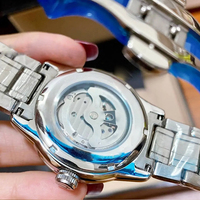 Montre classique pour homme, série squelette, bracelet en acier inoxydable, pièce de monnaie simple, aiguille, étanche, décontractée, quotidienne, mouvement SEIKO