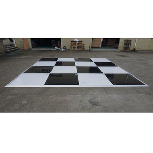 Suelo de baile portátil de contrachapado de 1x1m, sistema de suelo para eventos en blanco y negro brillante. - Product Image 4