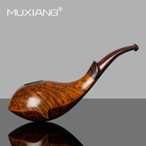 Muxiang Briarwood Tobacco Pipe Bent Type 9mm Filter Solid Wood Smoking Pipe For Men - Product Image 3