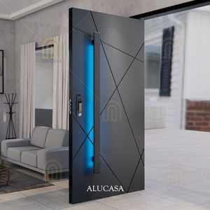 <span class=keywords><strong>Alucasa</strong></span>-puerta de entrada de acero inoxidable de hierro forjado, diseño moderno a prueba de fuego, hecho a medida, para proyectos residenciales - Product Image 6