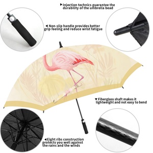 Promotional Bulk Order Custom Printed Summer Flamingo Rain <b>Umbrella</b> Windproof Golf <b>Umbrella</b> for Resort & Outdoor Events - Product Image 4