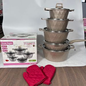 12-delige marmeren kookset, kleurrijk, antiaanbaklaag, PFOA-vrij, gegoten aluminium, geschikt voor gasfornuizen, inclusief soepketel - Product Image 4
