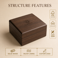 Boîte cadeau de parfum en bois de noyer de luxe, écologique, avec doublure en velours gravé pour emballage de marque haut de gamme