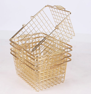 Lưới kim loại dây mua sắm giỏ với hai xử lý thực hiện mua sắm giỏ Chrome giỏ cho các cửa hàng - Product Image 3