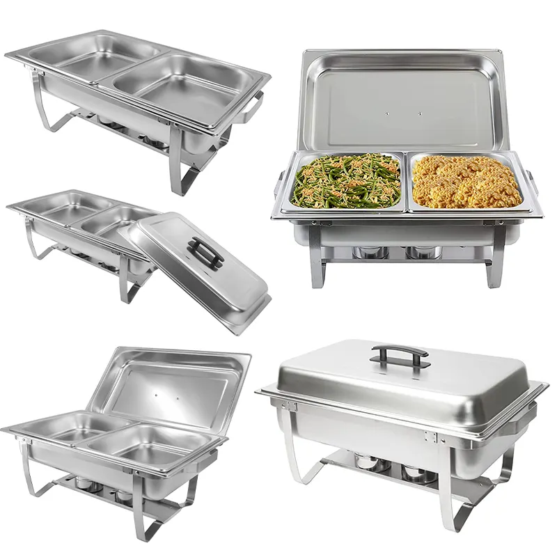 Buffet Set Geschirr Catering Food Warmers Wärmer Herd Großhandel Kraftstoff Chafers Edelstahl Chafing Dish