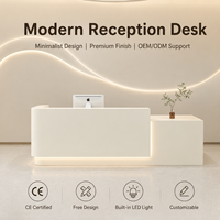 Comptoir de réception avec coins arrondis, éclairage LED intégré, logo personnalisé, comptoir de caisse pour salon de beauté, bureau