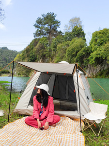 เต๊นท์แคมป์ปิ้งพับได้ทันที3-4คนเต็นท์ตั้งแคมป์กันน้ำแบบพกพากลางแจ้งสำหรับ3ฤดูปีนเขา - Product Image 5