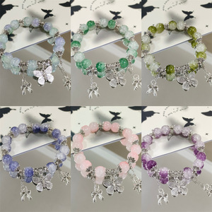 Gelang Elastis Manik-Manik Kupu-Kupu Retro Grosir Warna Pink Hijau Bintang Kaca Manik-Manik Fashion Gelang Persahabatan Pasangan untuk Wanita - Product Image 2