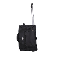 Sac de voyage personnalisé noir en tissu Oxford 36-55L, imperméable, léger, avec fermeture éclair, motif lettres, sac à roulettes