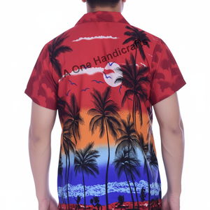 2023 summer mens clothing custom print polyester mens plus size <b>short</b> <b>sleeve</b> collar <b>button</b> <b>up</b> aloha beach hawaiian floral <b>shirts</b> - Product Image 1