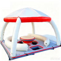 Plateforme flottante gonflable avec auvent, canapé, table et structure Drop Stitch pour les loisirs aquatiques sur yacht, lac ou complexe hôtelier