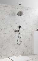 Système de douche à effet pluie au plafond vintage Robinet de douche à effet pluie mural Robinet de douche design Corps de boîte en carton en laiton doré
