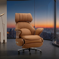 Chaise de bureau exécutive moderne électrique intelligente de luxe avec fonction de massage, dossier incurvé, ergonomique, inclinable, en bois, pour le bureau à domicile