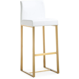 Tabouret de bar Blake en acier inoxydable blanc argenté ou blanc doré, robuste, pour bar à domicile ou salle à manger - Product Image 3