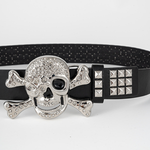 Thời Trang Hộp Sọ Thiết Kế Sang Trọng Phương Tây Vành Đai Cho Nam Giới Chất Lượng Cao Rhinestone Thủ Công Punk Phong Cách Đường Phố Vành Đai Khóa Tùy Chỉnh - Product Image 5