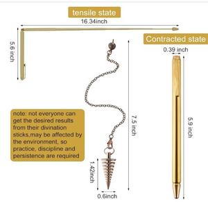 Zwei 99,9% versenkbare faltbare, drachen förmige Wünschelruten-Wahrsagungs stäbe aus reinem Kupfer, runde Kupfers tangen, Kupfer material - Product Image 5