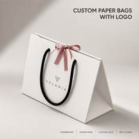 Sacs en papier personnalisés avec logo, en carton recyclable, fermeture à cordon, finition mate, pour emballage de parfums et de cosmétiques