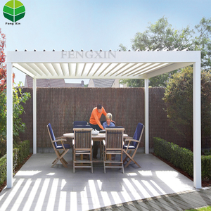 Cortina de techo <span class=keywords><strong>exterior</strong></span> de aluminio japonés cobertizo de jardín pérgola Louvre cuchillas con cortinas - Product Image 4