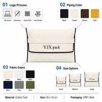Pochette en toile de coton sergé personnalisée 20x15cm avec rabat à sangle et passepoil noir, sac à poussière, pochette en toile, OEM, faible MOQ
