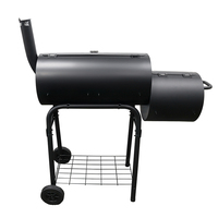Barbecue portable moderne d'extérieur à double foyer au charbon de bois sans fumée avec table latérale en émail de porcelaine