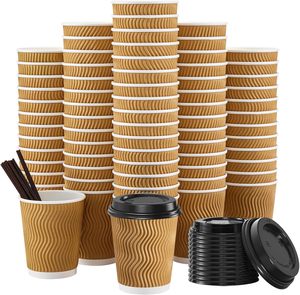 Gobelets à café en papier à double paroi isolés, écologiques, imperméables, avec logo personnalisé, 8 oz/12 oz/16 oz/20 oz, pour boissons chaudes, avec couvercle - Product Image 1