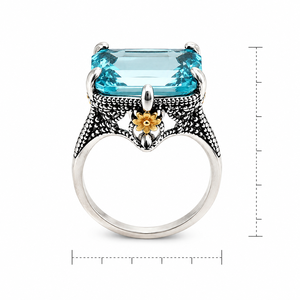 Anello a forma di fiore bicolore, accessorio di design alla moda per l'uso quotidiano - Product Image 5