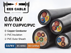 Câble d'alimentation en cuivre isolé PVC multi-couche 0,6/1 kV 3+1 conducteurs avec terre NYY 3x300+1x150mm² EESCABLE - Product Image 1
